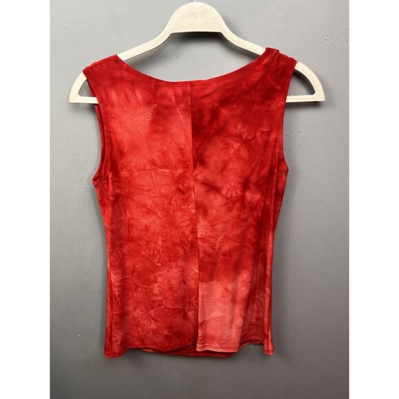 Belah & Codey Cowl Neck Top Womens Orange Red Tie‎ dye Tank Stretch Blouse NEW - Picture 2 of 8